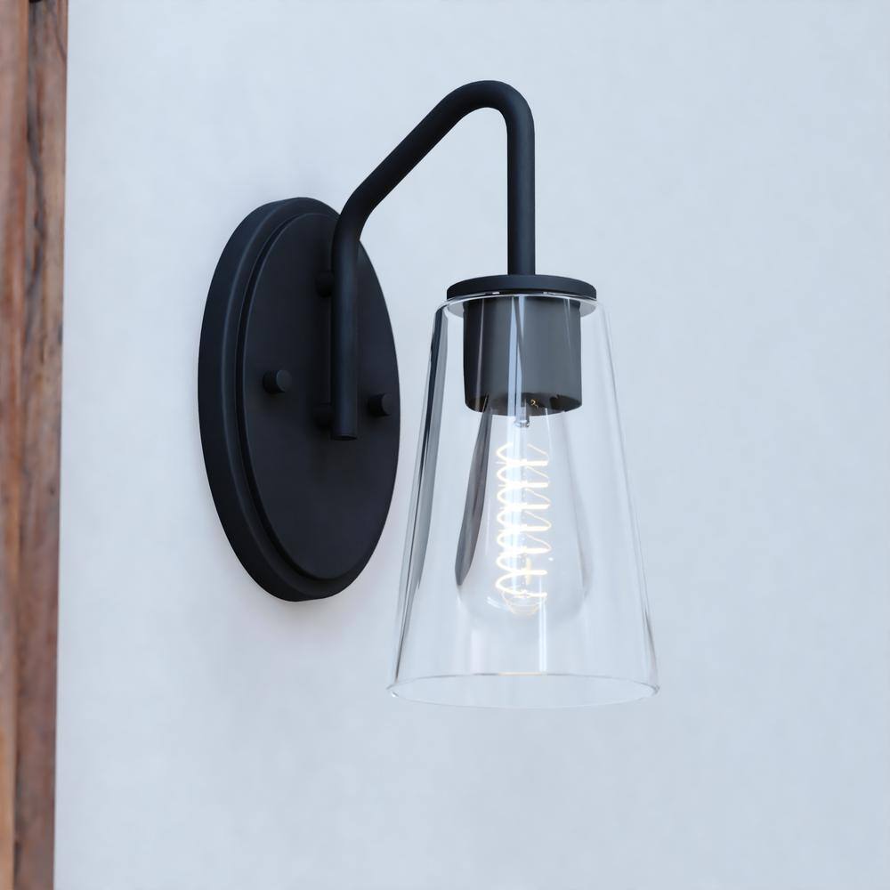 Matte Black Outdoor Dimmable Wall Sconce with Clear Glass