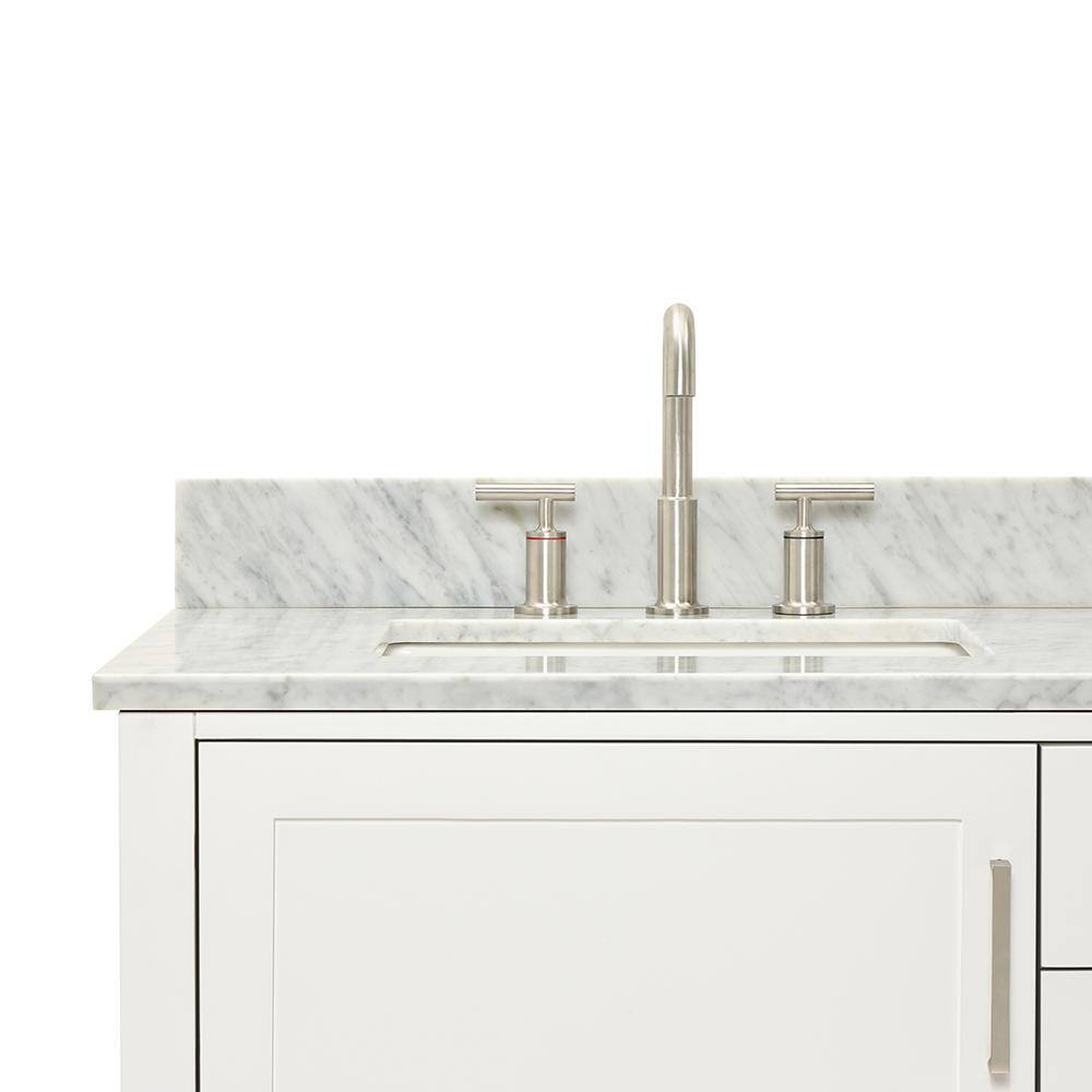 Bayhill 73'' White Double Vanity with Carrara Marble Top