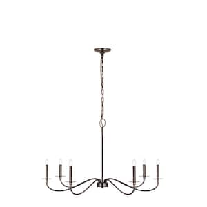 Arrington 6-Light Plated Bronze Chandelier with No Shade