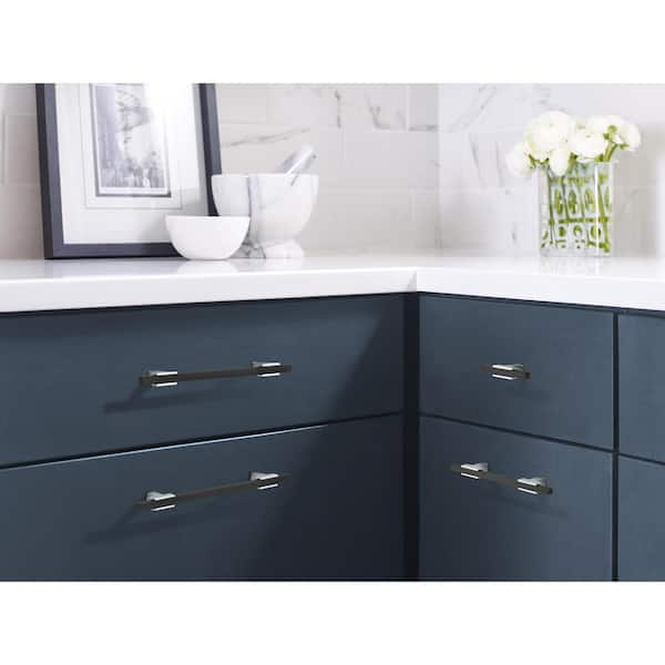 Urbanite 2-3/4 in. (70mm) Modern Polished Chrome/Brushed Matte Black Bar Cabinet Knob