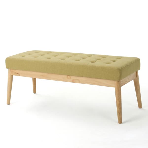 CHRISTOPHER KNIGHT HOME Button-Tufted Yellow 43.5 in. Polyester Upholstered Bedroom Bench with Birch Legs