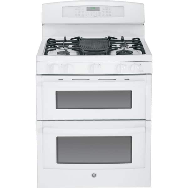 GE Profile 6.8 cu. ft. Double Oven Gas Range with Self-Cleaning Convection Lower Oven in White