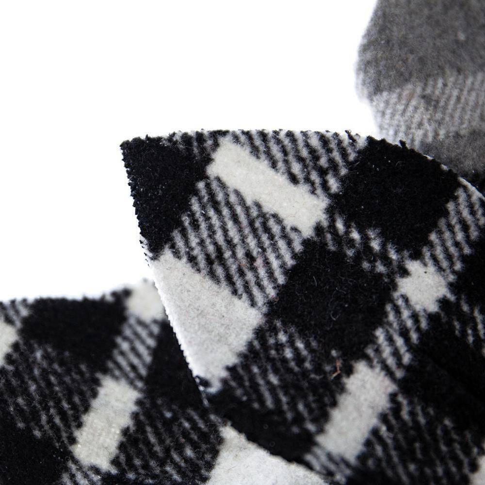 13" Black and White Plaid Poinsettia Stems Set of 12