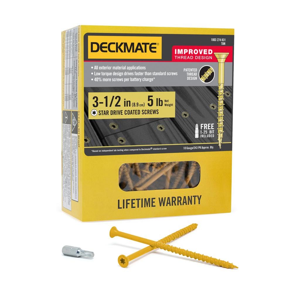 "#10 x 3-1/2 in. Tan Torx Flat-Head Wood Deck Screw (5 lbs. / 280-Piece)" price history on PriceWatchPro