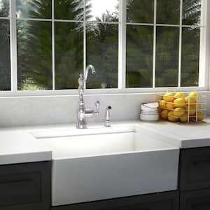 Single-Handle Kitchen Faucet with Side Sprayer in Chrome Finish