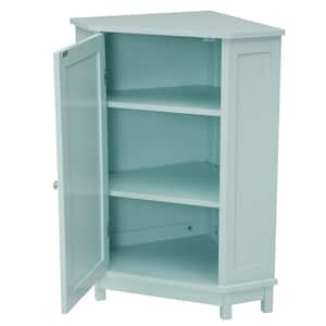 24.8 in. W x 17.5 in. D x 31.4 in. H Green Corner Triangle Linen Cabinet with Adjustable Shelf