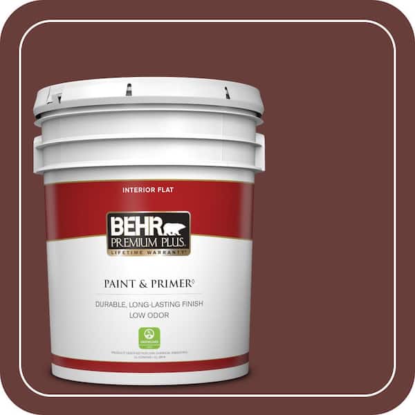 BEHR PREMIUM PLUS 5 gal. #PPU2-01 Chipotle Paste Flat Low Odor Interior Paint & Primer