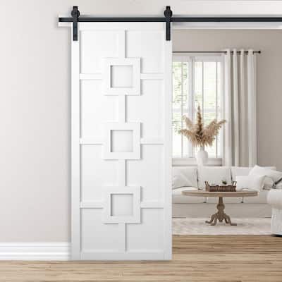 36 in. x 84 in. Mod Squad Bright White Wood Sliding Barn Door with Hardware Kit