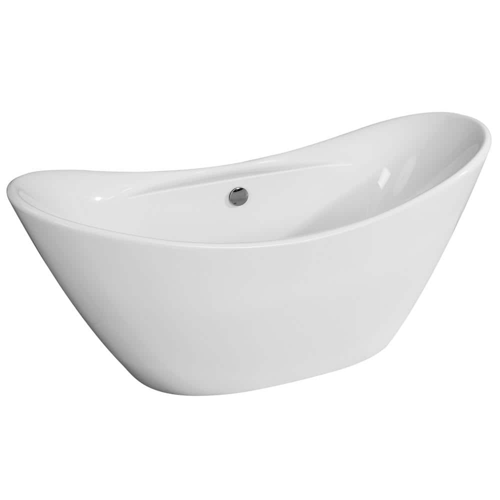 68'' White Freestanding Acrylic Soaking Bathtub