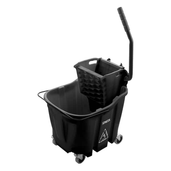 SPARTA 8.75 gal. Black Polypropylene Mop Bucket with Wringer 8690403 - The Home  Depot