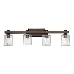Halifax 36 in. W x 9.75 in. H 4-Light Durango Bathroom Vanity Light with Clear Glass Shades