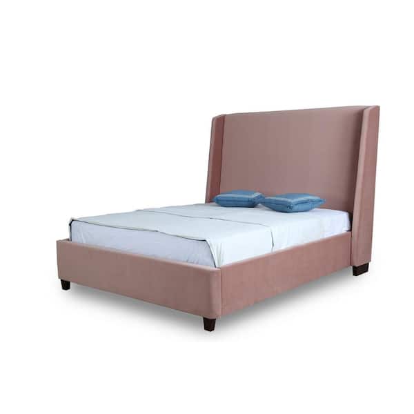 Manhattan Comfort Parlay Modern Pink Velvet Upholstered Wood Frame Full-Size Platform Bed