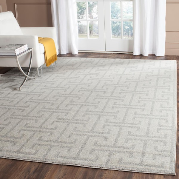 Amherst Ivory/Light Gray 9 ft. x 12 ft. Geometric Border Area Rug