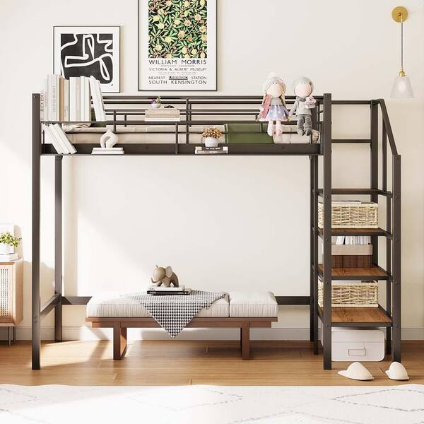 wetiny Black Twin Platform Bed