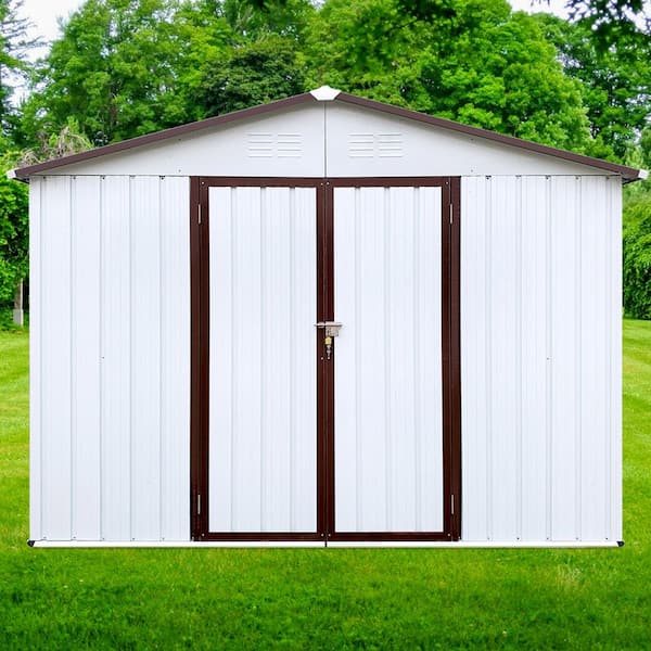 Lycvki 8 ft. W x 6 ft. D White Metal Shed with Double Door (48 sq