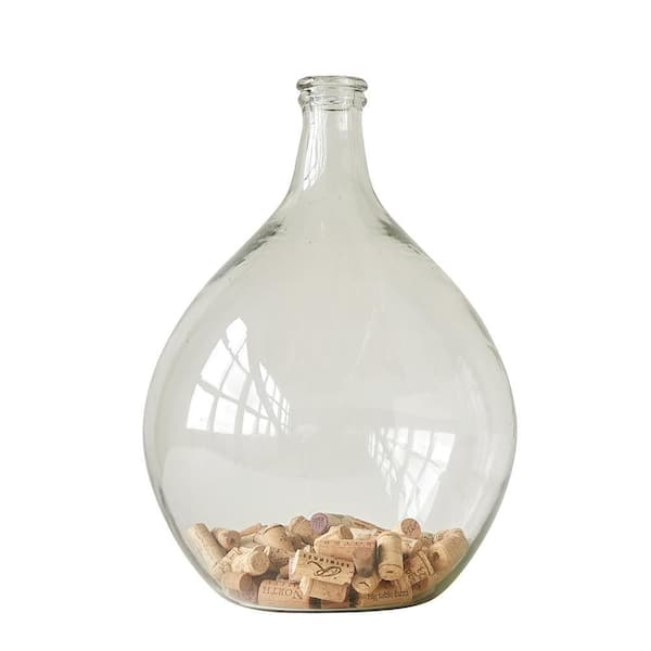 18.5 in. H Clear Round Glass Bottle
