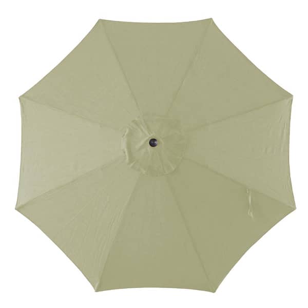 Hampton Bay - 9 ft. Aluminum Market Crank and Tilt Patio Umbrella in Riverbed Tan