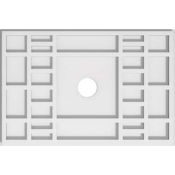 Ekena Millwork 18 in. W x 12 in. H x 2 in. ID x 1 in. P Beaux Architectural Grade PVC Contemporary Ceiling Medallion