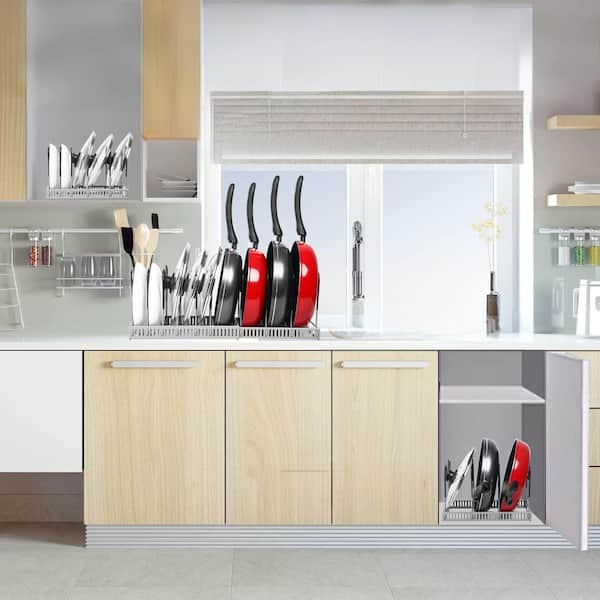 Numhew Freestanding Iron Expandable Pot Rack, 10 Adjustable ...