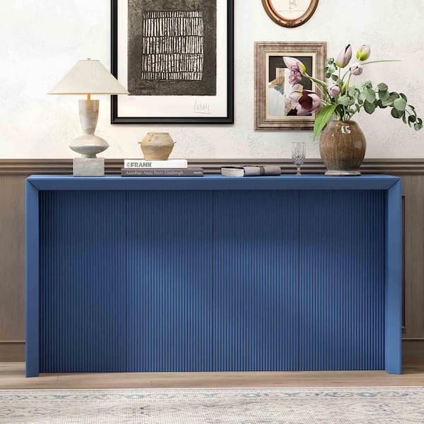 Polibi 59.7 in. Navy Blue Rectangle Wood Console Table Entryway Table