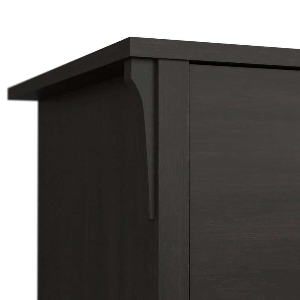 Vintage Black Mission Style Living Room Cabinet with Adjustable Shelving