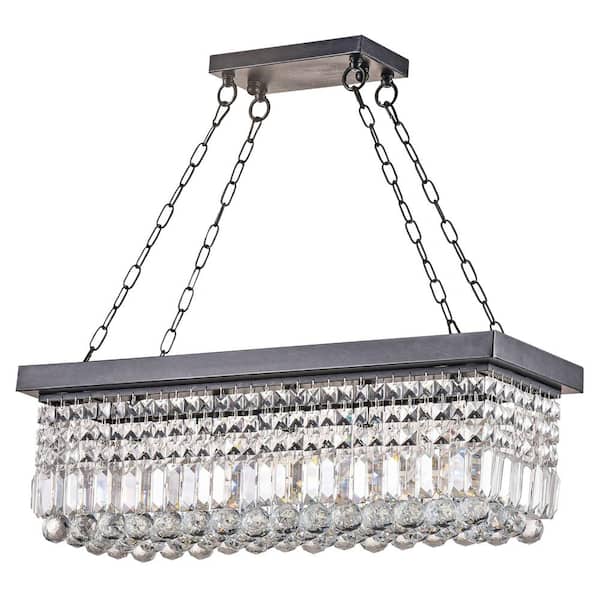 Jojospring Ashley 5-Light Antique Black Finish Rectangular Crystal Chandelier