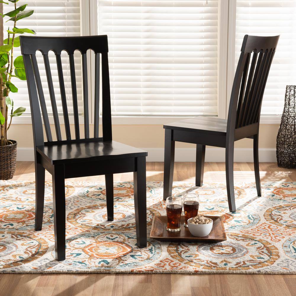 Sleek Dark Brown Wood and Cane Low Arm Chair