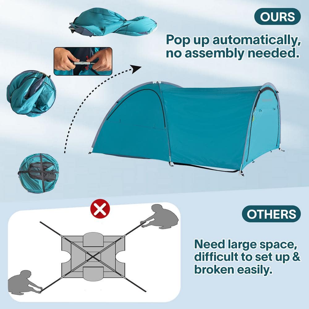 Blue Pop-Up 5-Person Four-Season Camping Tent