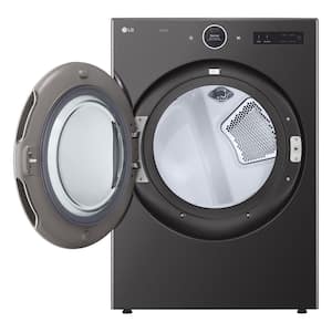 7.4 cu. ft. Smart Ultra Large Capacity Gas Dryer with Sensor Dry, Turbo Steam Technology in Black Steel