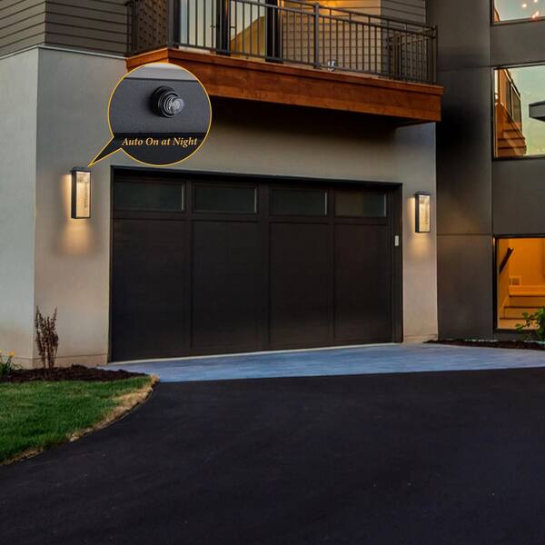 C Cattleya 20 in. Black Dusk to Dawn LED Outdoor Hardwired Wall