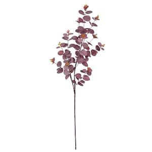 36 in. Burgundy Artificial Eucalyptus Leaf Stem Plant Greenery Foliage Spray Branch (Set of 3)