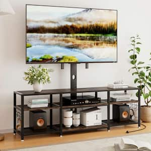 TV Stand with Adjustable TV Mount, Industrial Wood and Metal TV Console Table, Brown 75 in. Entertainment Center