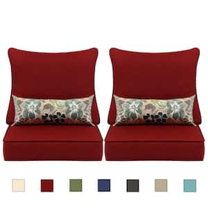 24 in. x 24 in. Outdoor Deep Seating Lounge Chair Cushion in Red (Set of 6) (2 Back 2 Seater 2 Pillow)