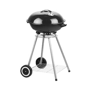 Patio Portable Charcoal Grill in 18.5 in. Black with Wheel Bracket