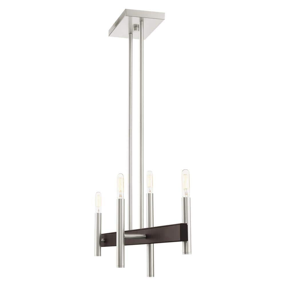 Elegant Bronze and Crystal 4-Light Linear Chandelier