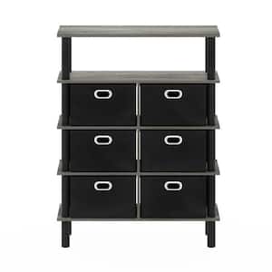 Frans 10 in. Oak Gray Standard Rectangle Console Table with Bin Drawers