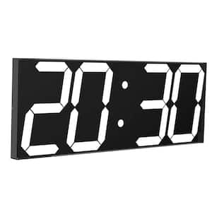 White Digital LED Wall Clock, with 6 in. Numbers Remote Control Count Up/Count Down, Auto Dimmer and Thermometer