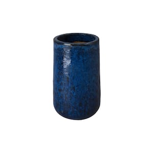 10.5 in. L x 19 in. H Blue Ceramic Round Planter with High-fire treatment