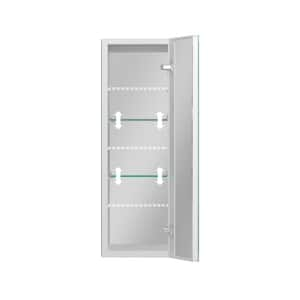 10 in. W x 30 in. H Small Surface Mount White Rectangular Aluminum Bathroom Medicine Cabinet with Mirror and Shelves