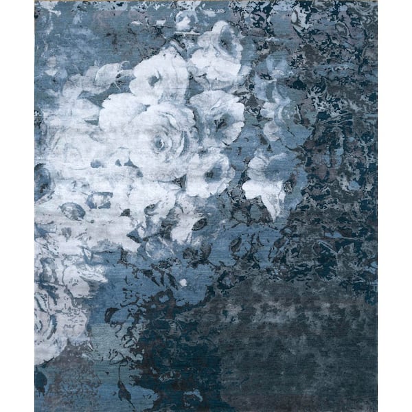 8 ft. x 10 ft. Blue Abstract Hand Knotted Area Rug
