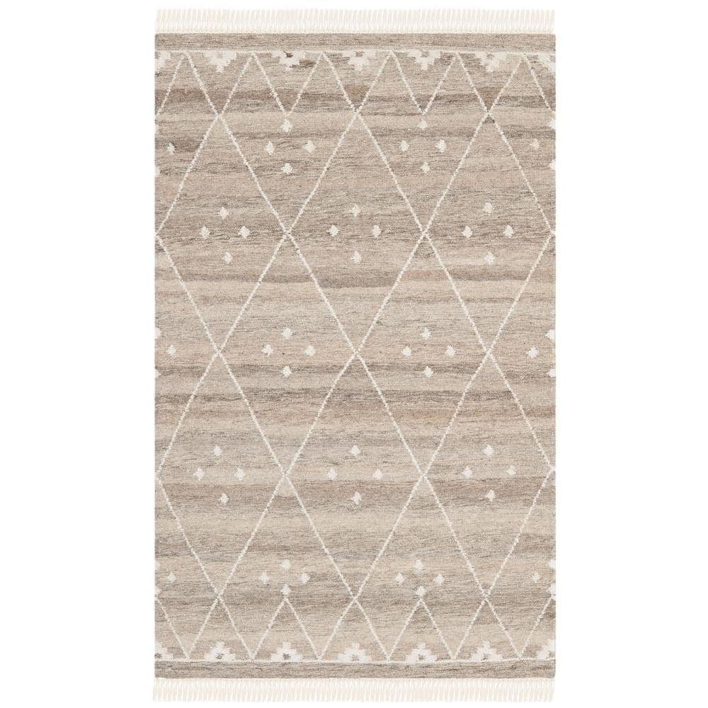 Natural Ivory 3' x 5' Handwoven Wool and Viscose Rug