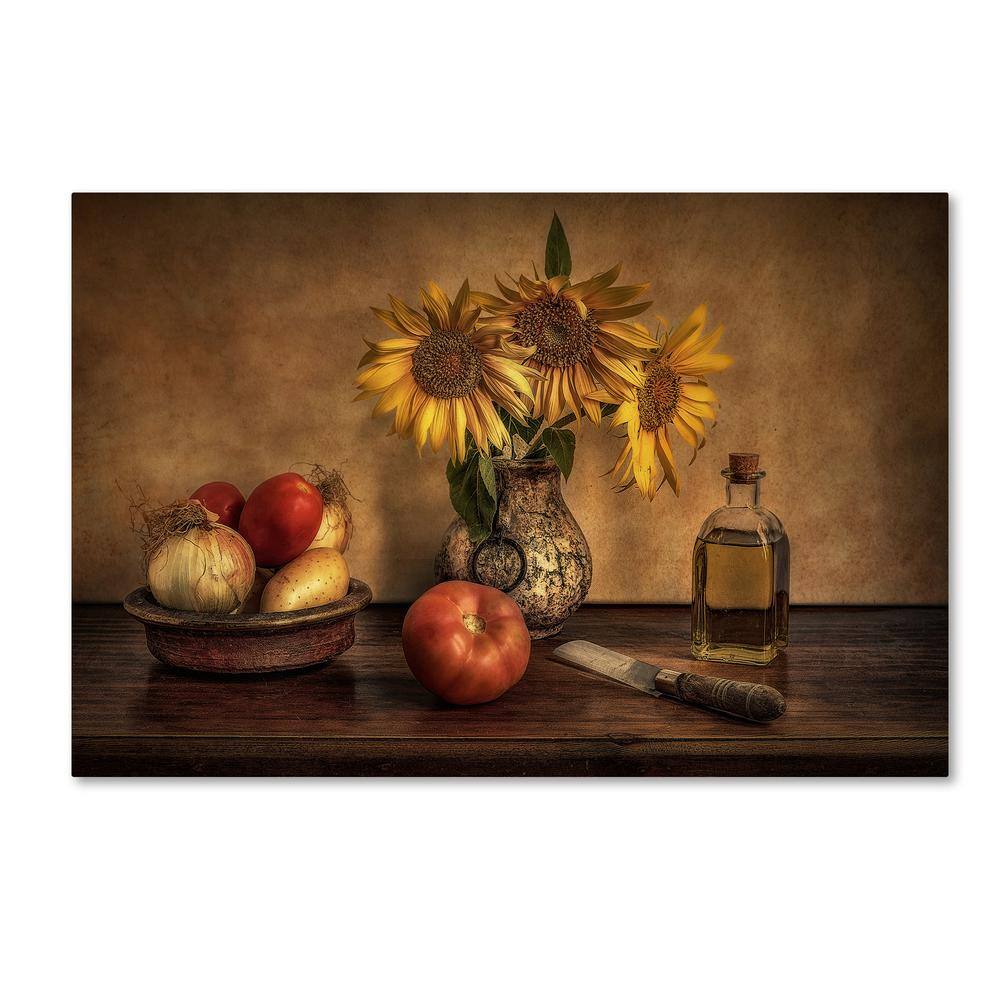 16 in. x 24 in. Girasoles En La Cocina by Juan Luis Seco Floater Frame Home Wall Art price history on PriceWatchPro