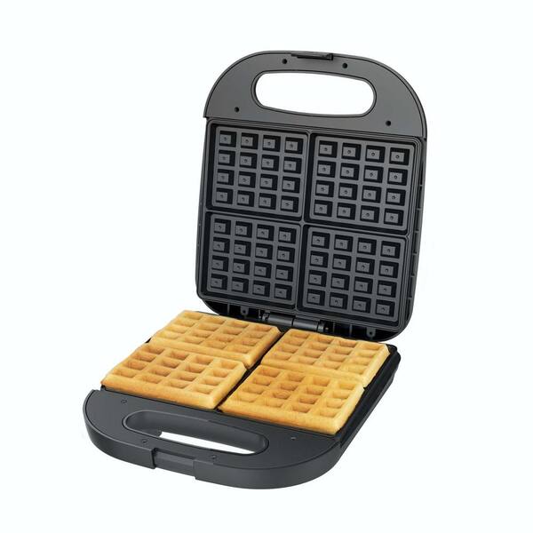 kalorik black and stainless steel double belgian waffle maker