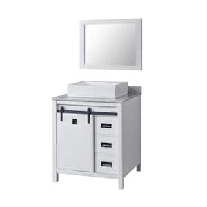 Da Vinci 32 in. Wx 25 in. D x 36 in. H Single Bath Vanity in White with White Carrara Marble Top and Mirror