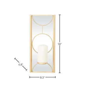 Gold Metal Geometric Pillar Wall Sconce with Mirror Backing