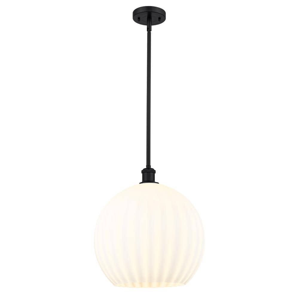 White Venetian 100-Watt 1-Light Matte Black Shaded Mini Pendant Light with Painted Glass Shade price history on PriceWatchPro
