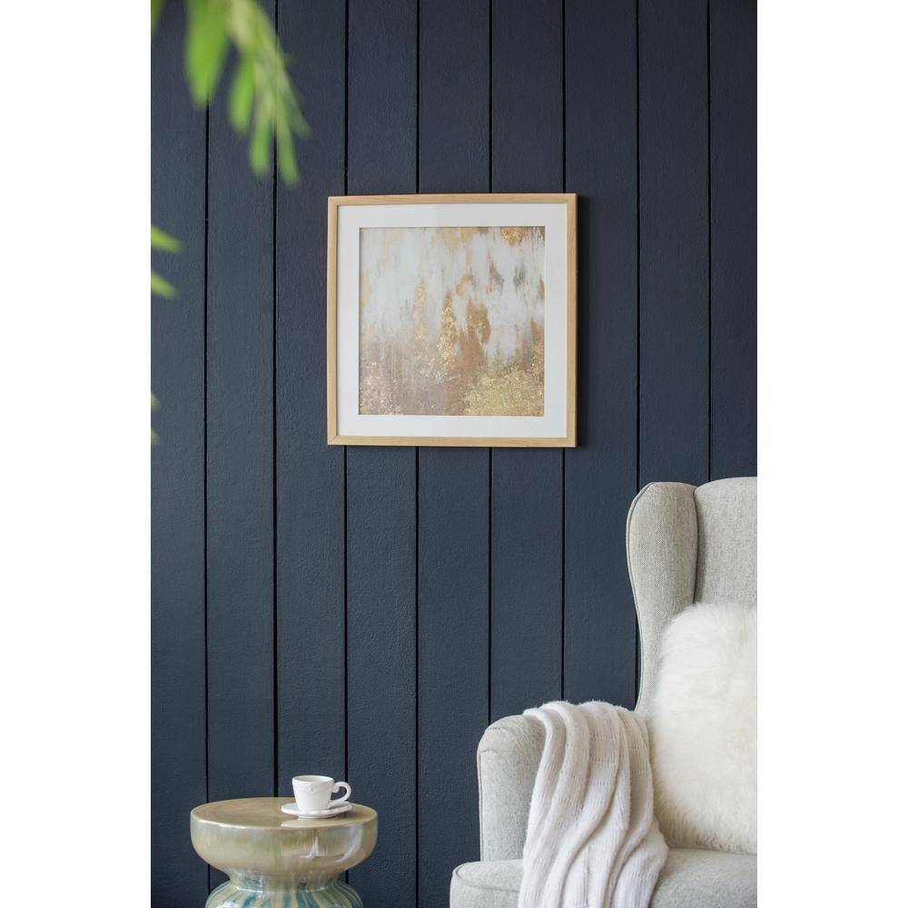 Set of 2 Gold and Beige Abstract Framed Glass Wall Art