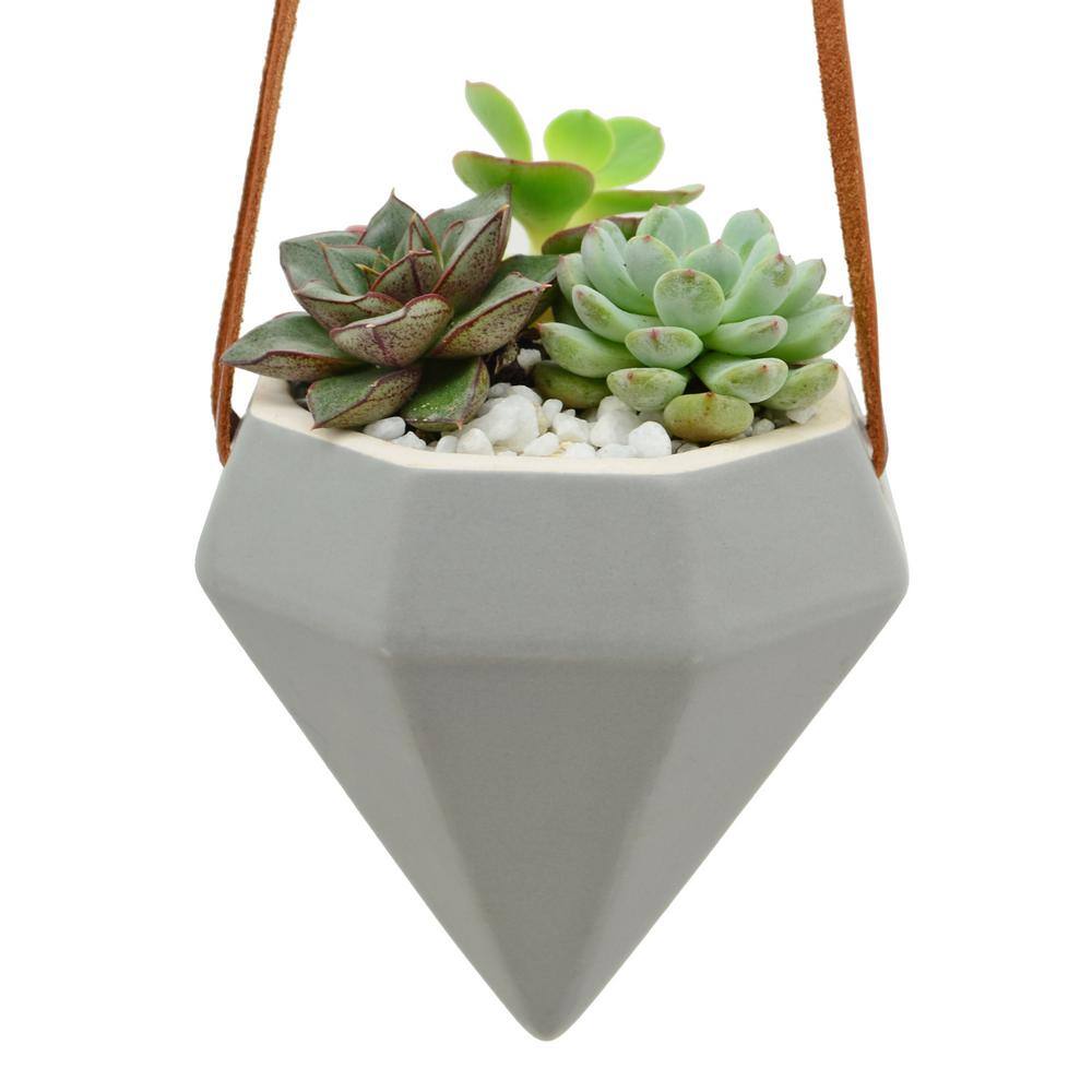 Elysian Glam Modern Light Gray Ceramic Cone Hanging Planter