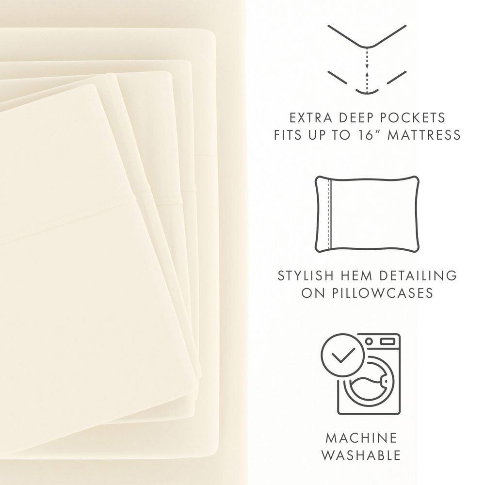 Ivory Queen Wrinkle Resistant Microfiber 6-Piece Sheet Set