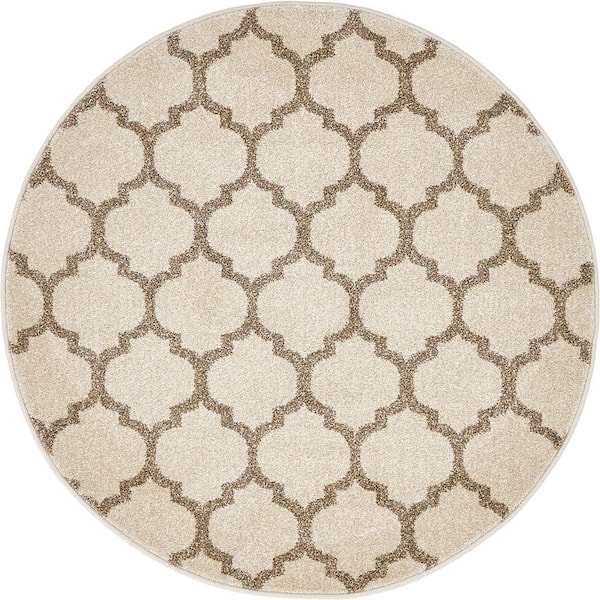 Unique Loom Trellis Philadelphia Beige/Light Brown 3' 3 x 3' 3 Round Rug
